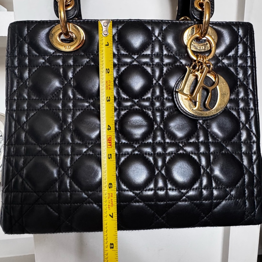 Christian Dior Small Black Leather Lady Cannage Quilted Bag - Picture 8 of 11